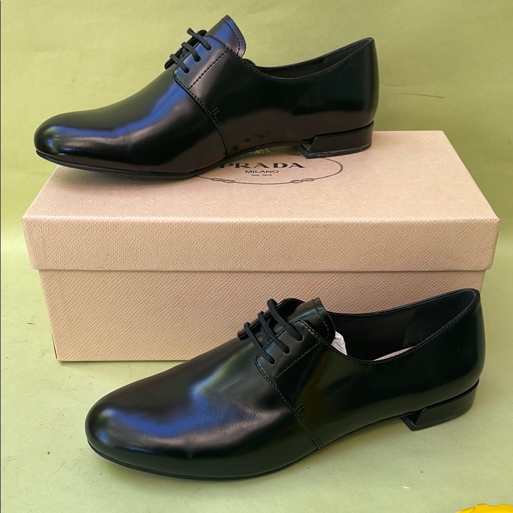 New vintage Prada Black Loafers Sleek Minimalist Design in box